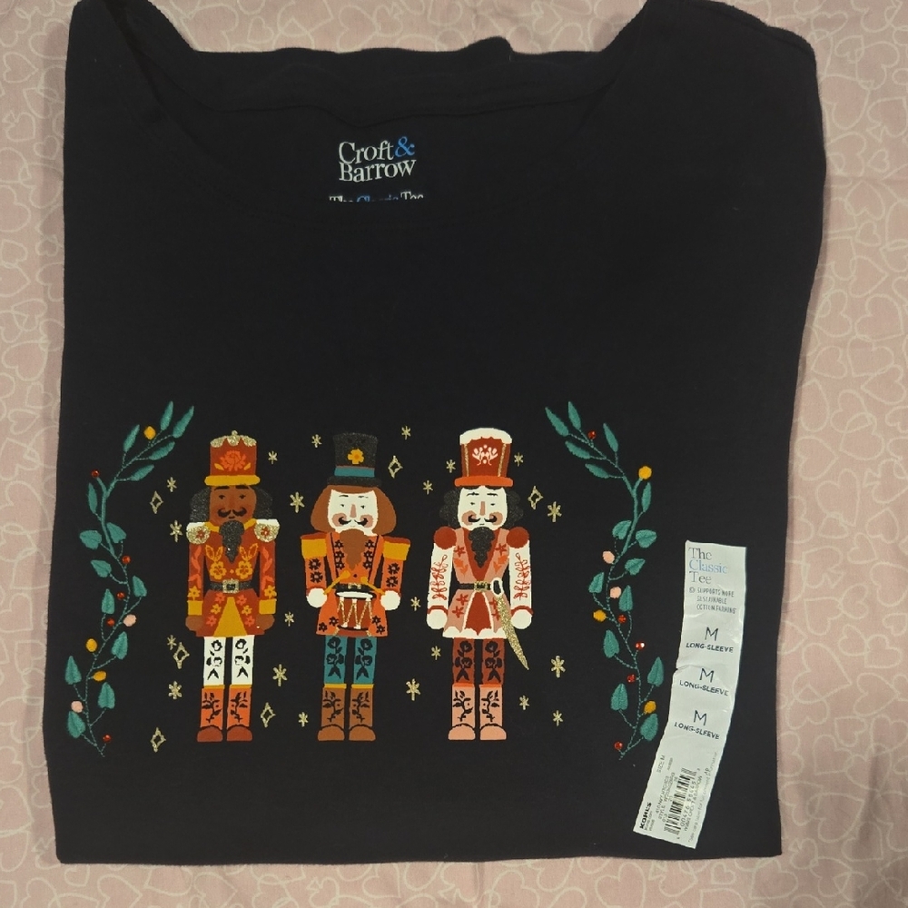 Croft & Barrow Blue Tee with Nutcracker Trio